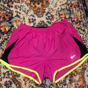 Pink, black and neon yellow nike shorts